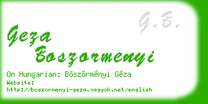 geza boszormenyi business card